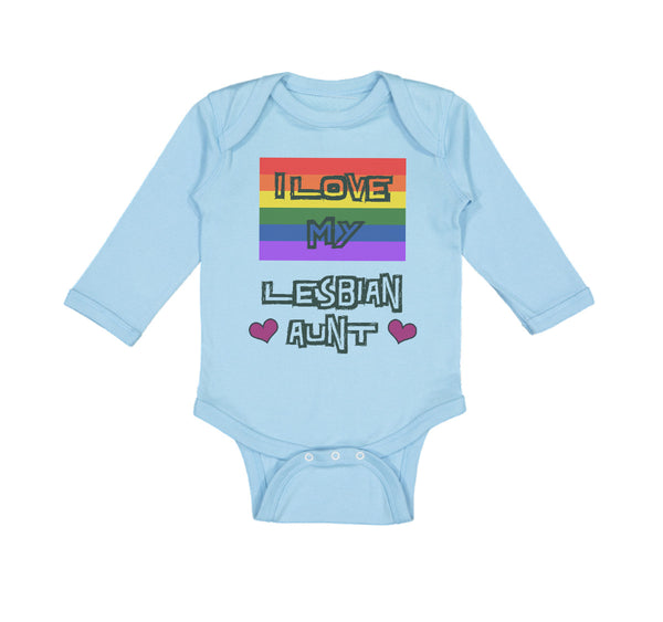 Long Sleeve Bodysuit Baby I Love My Lesbian Aunt with Gay Flag Lgbtq B Cotton