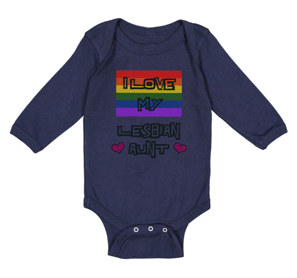 Long Sleeve Bodysuit Baby I Love My Lesbian Aunt with Gay Flag Lgbtq B Cotton