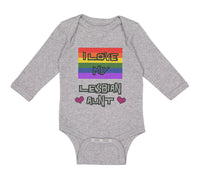 Long Sleeve Bodysuit Baby I Love My Lesbian Aunt with Gay Flag Lgbtq B Cotton