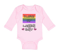 Long Sleeve Bodysuit Baby I Love My Lesbian Aunt with Gay Flag Lgbtq B Cotton