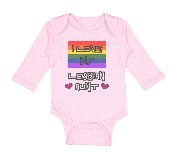 Long Sleeve Bodysuit Baby I Love My Lesbian Aunt with Gay Flag Lgbtq B Cotton