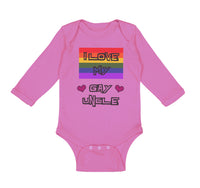 Long Sleeve Bodysuit Baby I Love My Gay Uncle with Gay Flag B Boy & Girl Clothes