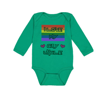 Long Sleeve Bodysuit Baby I Love My Gay Uncle with Gay Flag B Boy & Girl Clothes