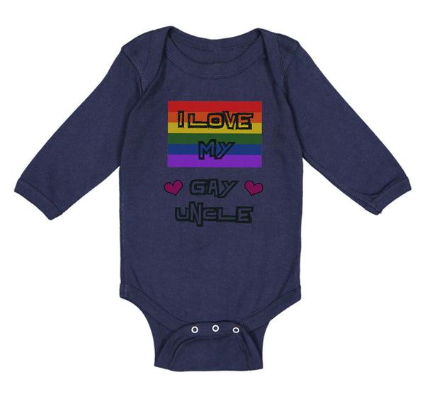 Long Sleeve Bodysuit Baby I Love My Gay Uncle with Gay Flag B Boy & Girl Clothes