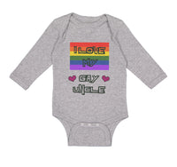 Long Sleeve Bodysuit Baby I Love My Gay Uncle with Gay Flag B Boy & Girl Clothes