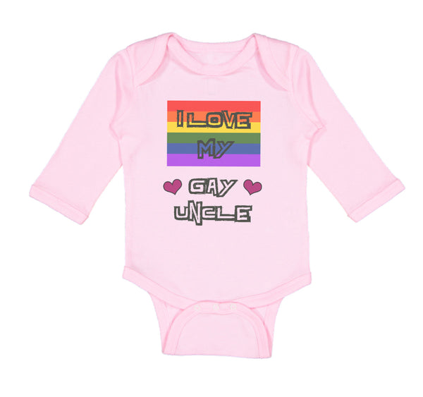 Long Sleeve Bodysuit Baby I Love My Gay Uncle with Gay Flag B Boy & Girl Clothes