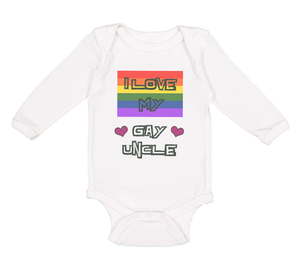 Long Sleeve Bodysuit Baby I Love My Gay Uncle with Gay Flag B Boy & Girl Clothes