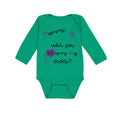 Long Sleeve Bodysuit Baby Black Purple Mommy Will You Marry Daddy Cotton