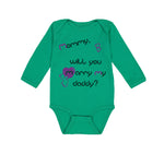 Long Sleeve Bodysuit Baby Black Purple Mommy Will You Marry Daddy Cotton - Cute Rascals