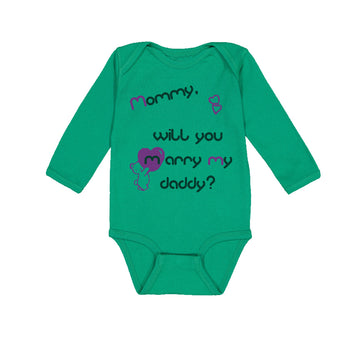 Long Sleeve Bodysuit Baby Black Purple Mommy Will You Marry Daddy Cotton