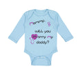 Long Sleeve Bodysuit Baby Black Purple Mommy Will You Marry Daddy Cotton