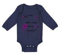 Long Sleeve Bodysuit Baby Black Purple Mommy Will You Marry Daddy Cotton - Cute Rascals