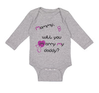 Long Sleeve Bodysuit Baby Black Purple Mommy Will You Marry Daddy Cotton - Cute Rascals