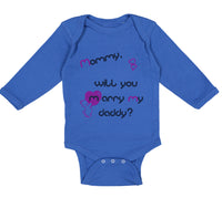 Long Sleeve Bodysuit Baby Black Purple Mommy Will You Marry Daddy Cotton - Cute Rascals