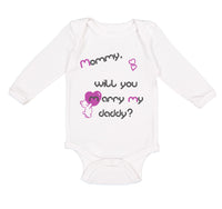 Long Sleeve Bodysuit Baby Black Purple Mommy Will You Marry Daddy Cotton - Cute Rascals