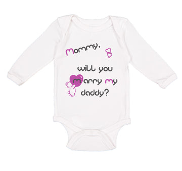 Long Sleeve Bodysuit Baby Black Purple Mommy Will You Marry Daddy Cotton