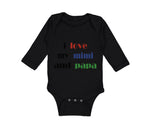 Long Sleeve Bodysuit Baby I Love My Mimi and Papa Grandparents Cotton