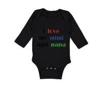 Long Sleeve Bodysuit Baby I Love My Mimi and Papa Grandparents Cotton