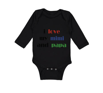 Long Sleeve Bodysuit Baby I Love My Mimi and Papa Grandparents Cotton