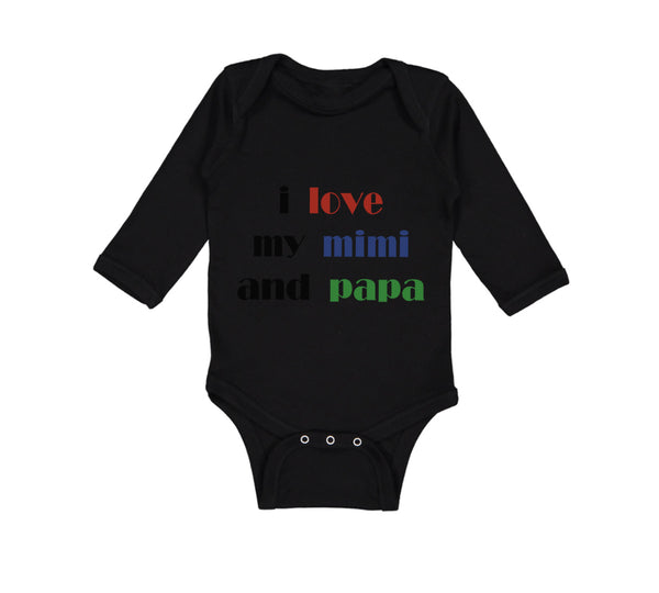 Long Sleeve Bodysuit Baby I Love My Mimi and Papa Grandparents Cotton