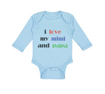 Long Sleeve Bodysuit Baby I Love My Mimi and Papa Grandparents Cotton