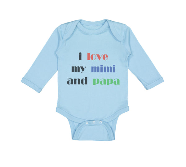 Long Sleeve Bodysuit Baby I Love My Mimi and Papa Grandparents Cotton