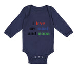 Long Sleeve Bodysuit Baby I Love My Mimi and Papa Grandparents Cotton