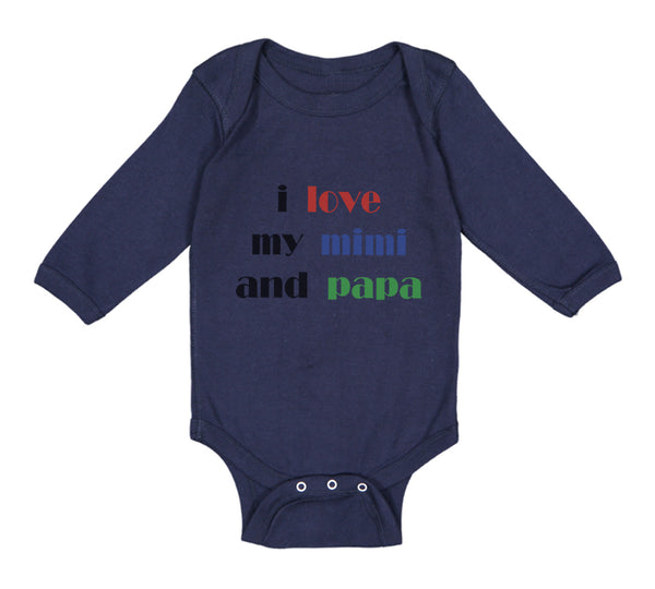 Long Sleeve Bodysuit Baby I Love My Mimi and Papa Grandparents Cotton