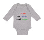 Long Sleeve Bodysuit Baby I Love My Mimi and Papa Grandparents Cotton