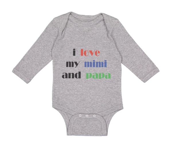 Long Sleeve Bodysuit Baby I Love My Mimi and Papa Grandparents Cotton