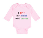 Long Sleeve Bodysuit Baby I Love My Mimi and Papa Grandparents Cotton
