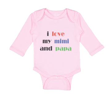 Long Sleeve Bodysuit Baby I Love My Mimi and Papa Grandparents Cotton
