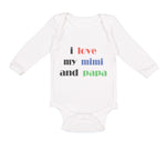 Long Sleeve Bodysuit Baby I Love My Mimi and Papa Grandparents Cotton