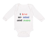 Long Sleeve Bodysuit Baby I Love My Mimi and Papa Grandparents Cotton