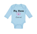 Long Sleeve Bodysuit Baby My Nana Loves Me! Heart Grandmother Grandma Cotton