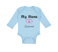 Long Sleeve Bodysuit Baby My Nana Loves Me! Heart Grandmother Grandma Cotton