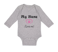 Long Sleeve Bodysuit Baby My Nana Loves Me! Heart Grandmother Grandma Cotton