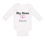 Long Sleeve Bodysuit Baby My Nana Loves Me! Heart Grandmother Grandma Cotton