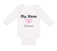 Long Sleeve Bodysuit Baby My Nana Loves Me! Heart Grandmother Grandma Cotton