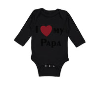 Long Sleeve Bodysuit Baby I Love My Heart Papa Dad Father's Day Cotton