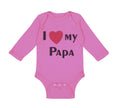 Long Sleeve Bodysuit Baby I Love My Heart Papa Dad Father's Day Cotton