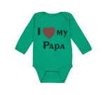 Long Sleeve Bodysuit Baby I Love My Heart Papa Dad Father's Day Cotton