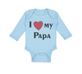 Long Sleeve Bodysuit Baby I Love My Heart Papa Dad Father's Day Cotton