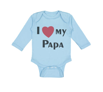 Long Sleeve Bodysuit Baby I Love My Heart Papa Dad Father's Day Cotton