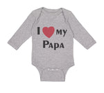 Long Sleeve Bodysuit Baby I Love My Heart Papa Dad Father's Day Cotton