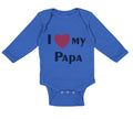 Long Sleeve Bodysuit Baby I Love My Heart Papa Dad Father's Day Cotton