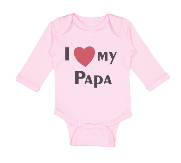 Long Sleeve Bodysuit Baby I Love My Heart Papa Dad Father's Day Cotton