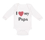 Long Sleeve Bodysuit Baby I Love My Heart Papa Dad Father's Day Cotton