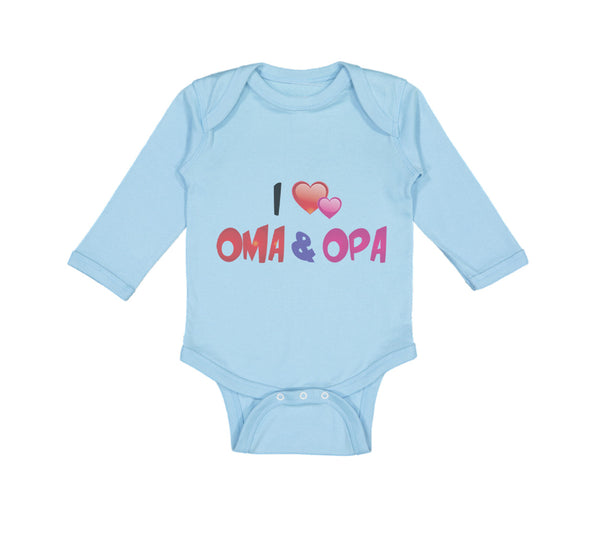 Long Sleeve Bodysuit Baby I Love Heart Oma Opa Grandparents Boy & Girl Clothes