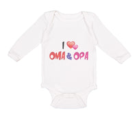 Long Sleeve Bodysuit Baby I Love Heart Oma Opa Grandparents Boy & Girl Clothes